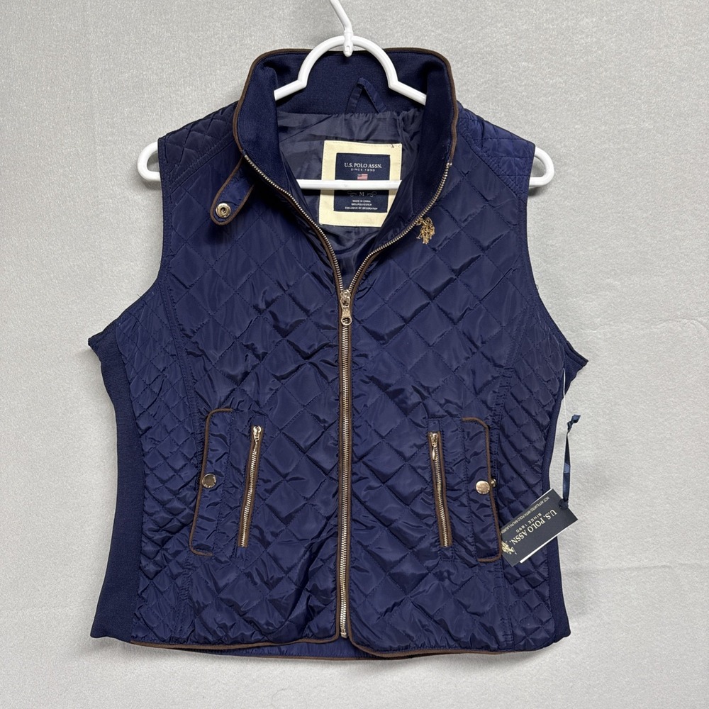US Polo Assn. Adult puffer vest M Navy‎ New With Tag Adjustable Waist
